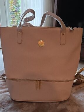 Joy Mangano Blush Tote with Gold Hardware